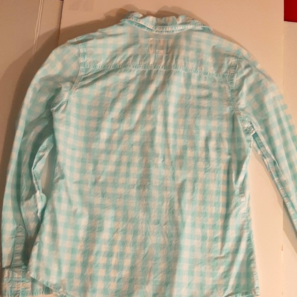 🍋Plaid shirt by old navy summer weight acquamarine in women's small🍋3/$25🍋 - Picture 3 of 5